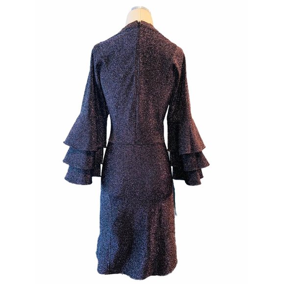 Scotch & Soda Metallic Ruffle Sheath Dress in Black X-Small New women’s cocktail - Picture 6 of 10